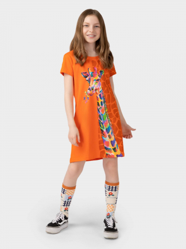 Платье детское 8-14 лет Разноцветный Жирафик