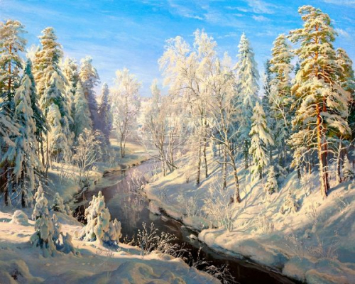 Вышивка крестиком Зима в лесу (худ. Басов С.)
