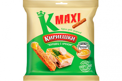 «Кириешки Maxi», сухарики со вкусом «Холодец с хреном» и с горчичным соусом «Calve», 75 г