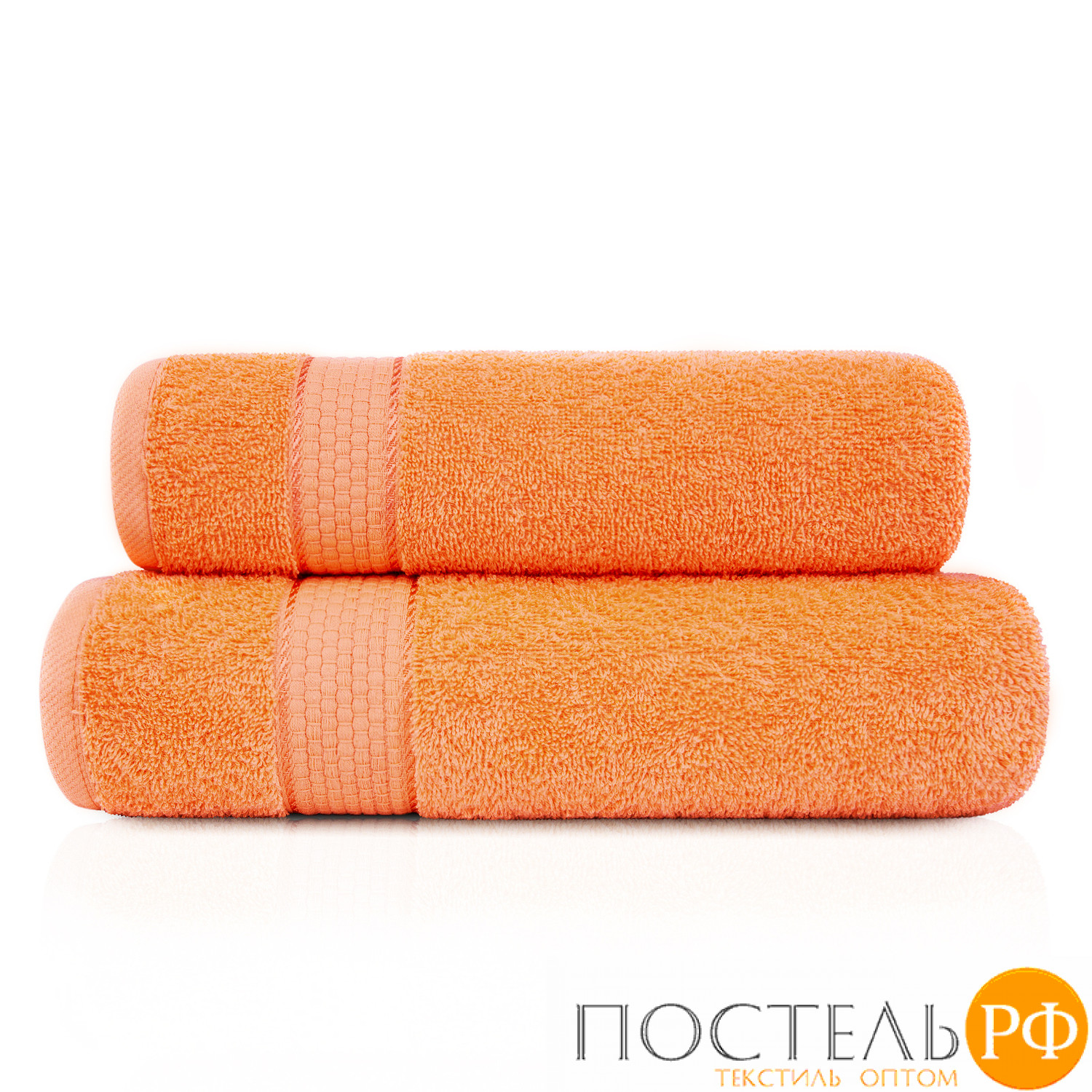 (4251) Набор из 2 полотенец Eleganta (Marakesh) (50х80 см + 70х130 см) махра 390 г/м2, 4251 кораллово-оранжевый