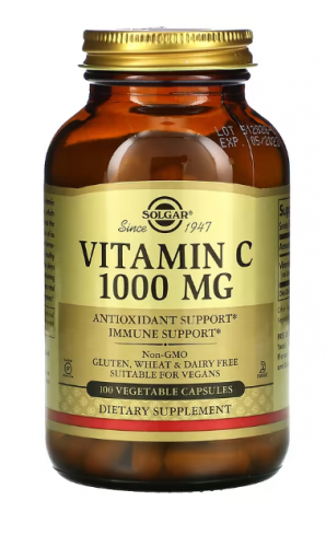 Солгар, Витамин C, 1000 мг, 100 растительных капсул