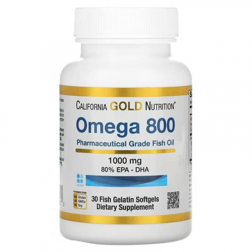 California gold nutrition,  Рыбий жир омега-800 California Gold Nutrition 1000 мг, 30 капсул