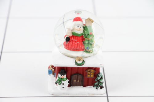 СУВЕНИР новогодний шар стеклянный со снеговиком и ёлкой 7164