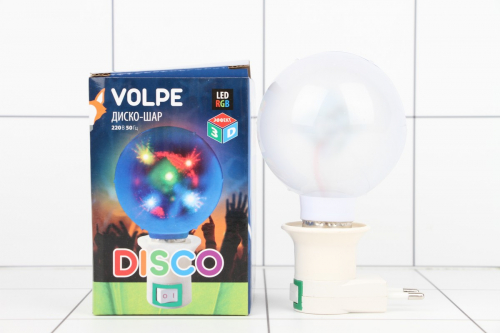 Светильник декоративный с вилкой Volpe Disco 1.5W RGB эффект 3D d=8, 220V