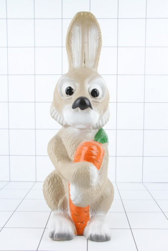 Садовая фигура Зайчик с морковкой, 50см (бежевый, гипс) 113204 САМОВЫВОЗ