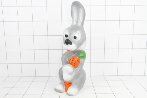 Садовая фигура Зайчик с морковкой, 50см (серый, гипс) 118745 САМОВЫВОЗ
