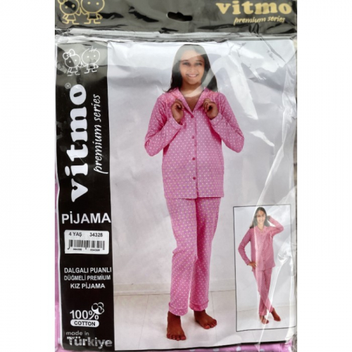 34328 Пижама на пуговицах для девочек Vitmo