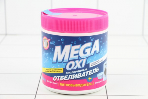 Отбеливатель кислородный плюс пятновыводитель для бел.и цветных MEGA OXI 500г в банке