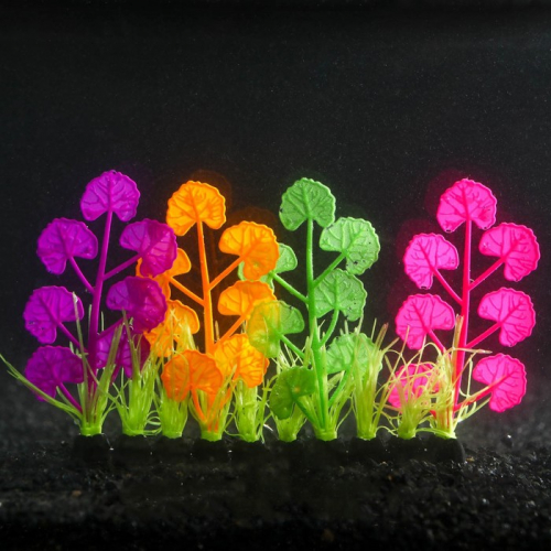 Растение силиконовое аквариумное, светящееся в темноте, 16 х 11 см, разноцветное
