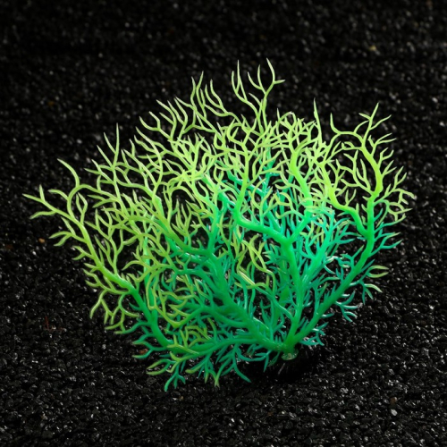 Растение искусственное аквариумное, светящееся, 15 см, зелёное