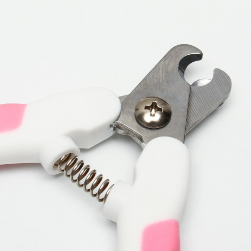 Когтерез боковой с нескользящими ручками, средний, отверстие 9 мм, бело-розовый