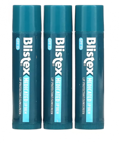 Blistex, заживляющий бальзам, защита губ с солнцезащитным фильтром, SPF 15, классический, в упаковке 3 бальзама по 4,25 г (0,15 унции)