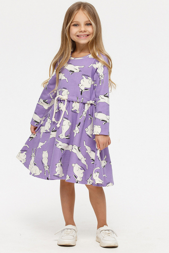 Платье KOGANKIDS #821917 441-340-34 Сиреневый набивка кролики Ст.цена 1150р.