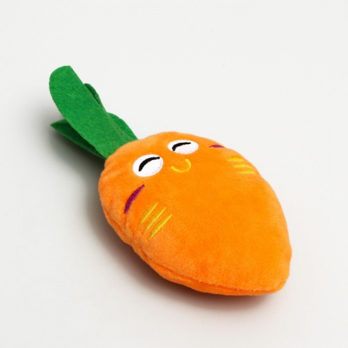 Игрушка для собак «Морковка» с пищалкой, 18 см, оранжевая