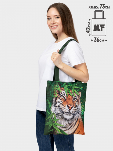 Сумка-Шопер с принтом Тигр в листьях