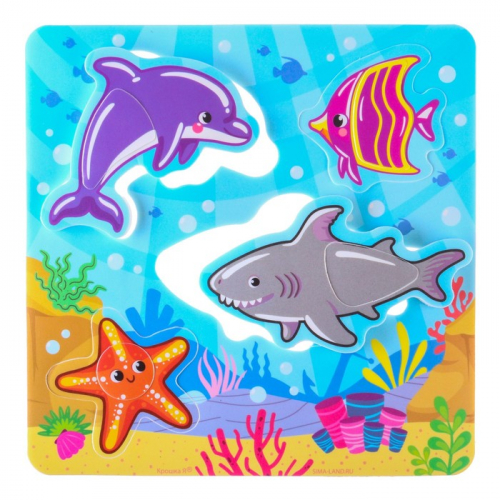 Набор для игры в ванне «Рыбалка: Морской мир», удочка, сачок, мягкий пазл