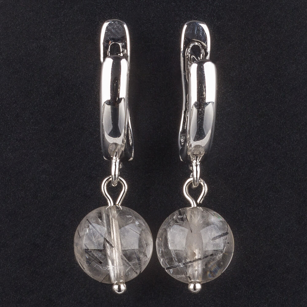 Радуга Самоцветов Серьги из Кварца с Турмалином