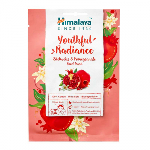 HIMALAYA Fabric mask Тканевая маска сияние молодости с эдельвейсом и гранатом 30мл