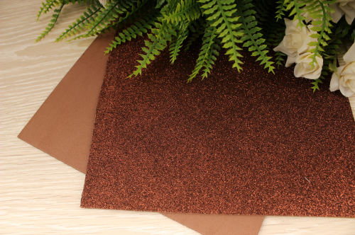 Фоамиран EVA глиттерный (коричневый), 2мм 20см*30см, упак.10шт В наличии