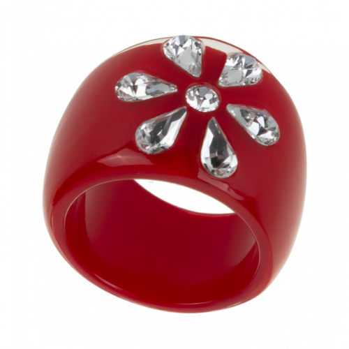 Кольцо Flower Crystal Красный