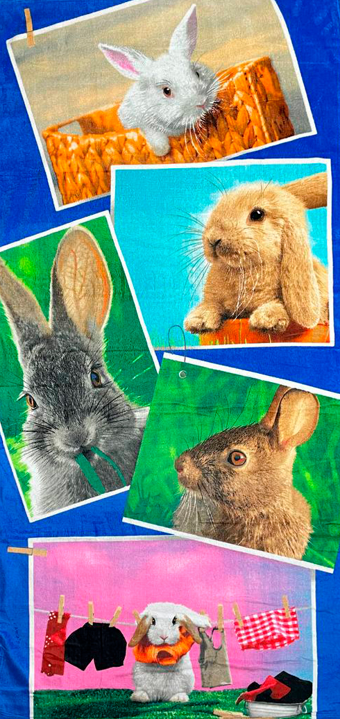 Полотенце пляжное КАРТОЧКИ С ЗАЙКАМИ р-р 70х140