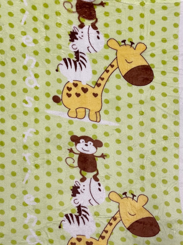 Плед детский микрофибра ЖИРАФ С ОБЕЗЬЯНКОЙ ЗЕЛЕНЫЙ 110х110