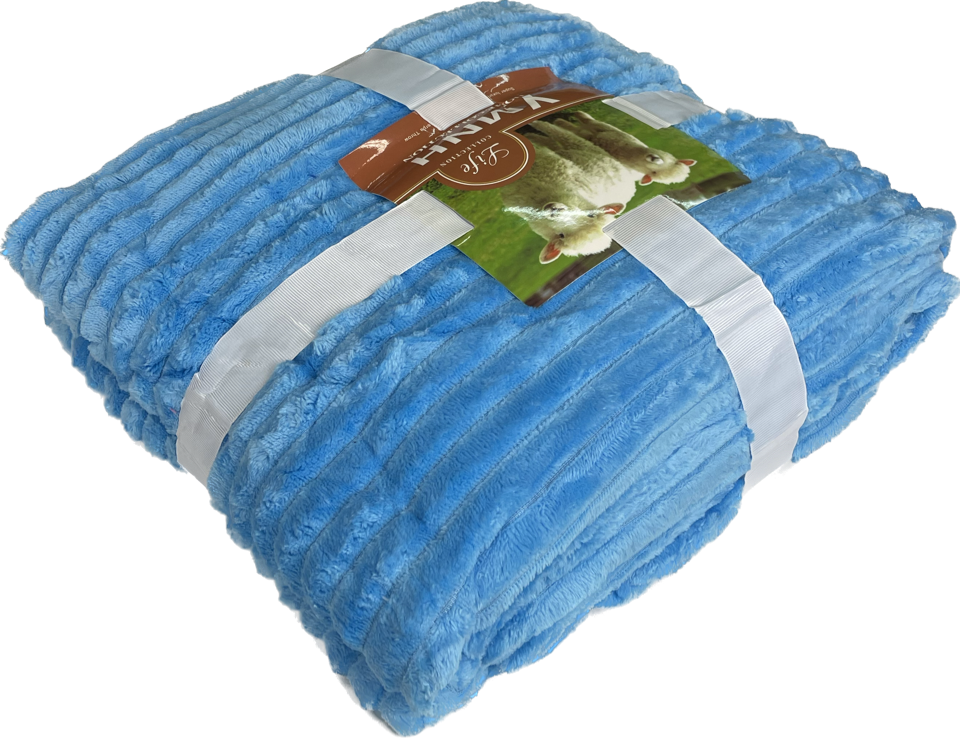 Плед велсофт УМИН ПОЛОСА р-р 200х220 - бирюзовый