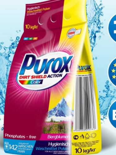 Purox Color - стиральный порошок для цветного белья  10 кг пакет ( 142 стирки)