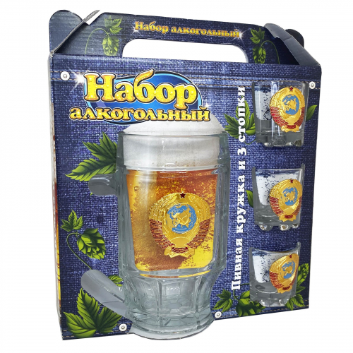 Подарочный алкогольный набор «Советский» – стопки и пивная кружка для приготовления забористых коктейлей