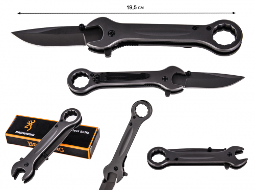 Нож с комбинированным ключом Frost Cutlery FC12 Wrench Knife Linerlock Gray (Новинка! Складной нож с рожковым и накидным гаечным ключом! Удобнейший инструмент 3-в-1! Только в нашем магазине по промо-цене!) №1096 *