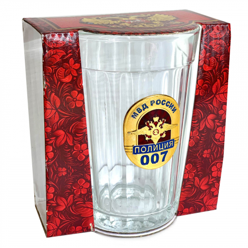 Классический граненый стакан «Полиция» – оригинальное подарочное решение – советская классика с современным жетоном