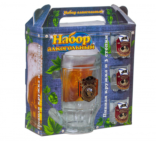 Подарочный набор для спиртного «Морская пехота» – недвусмысленное сочетание кружки для пива и стопок для водки