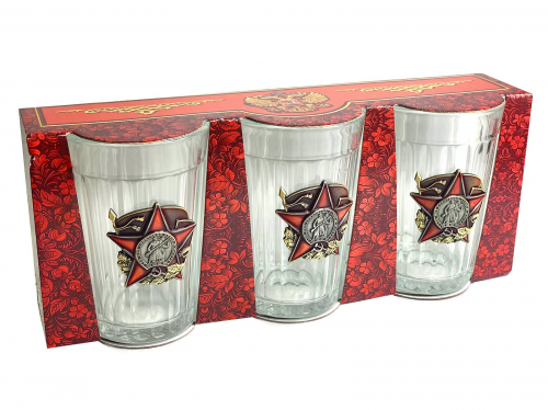 Подарочный набор стаканов «Красная Армия» – граненое трио для мужских разговоров в душевной компании