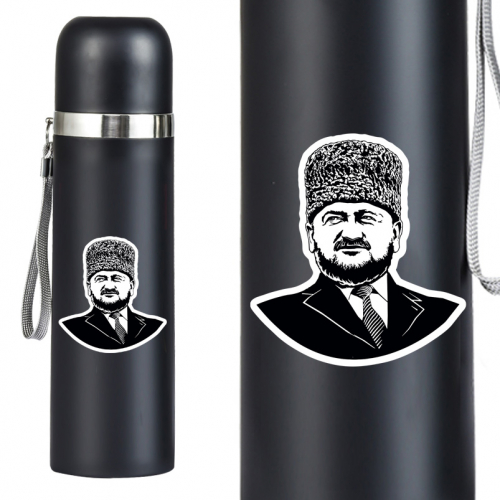Чёрный термос с портретом Ахмата Кадырова