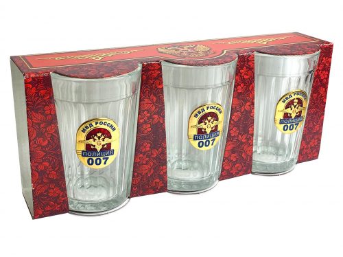 Набор граненых стаканов «Полиция МВД России» – оригинальное сочетание стекла первоклассного качества и тематического барельефа