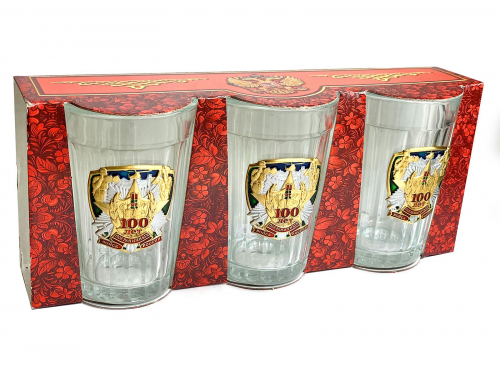 Набор стаканов «Погранвойска» – персонализированная подарочная продукция в юбилейном дизайне для погранца