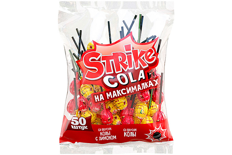 «Strike», карамель на палочке «Cola на максималках», 565 г