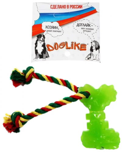 Dental Knot Игрушка для собак Ключ с канатом с этикеткой, зеленый 10,5см.