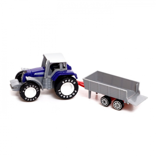 Трактор металлический «Фермер», с прицепом, цвет синий