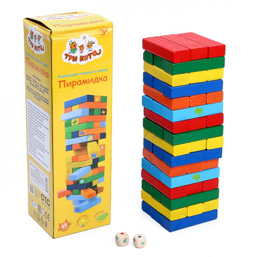 Настольная игра пирамидка деревянная башня «Три Кота»