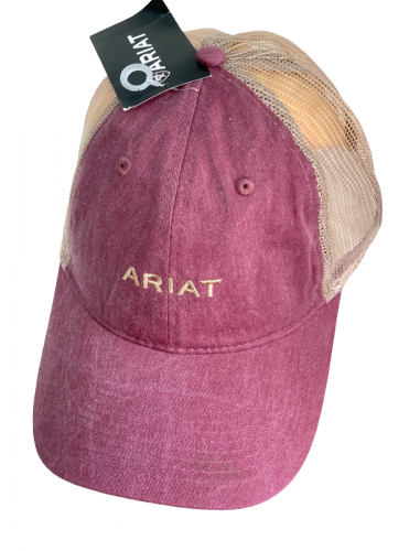 Бордовая летняя бейсболка Ariat с сеткой  №1500
