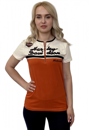 Женская футболка Harley-Davidson – молодежный стиль Harley-Davidson с замком-молнией на груди №1053
