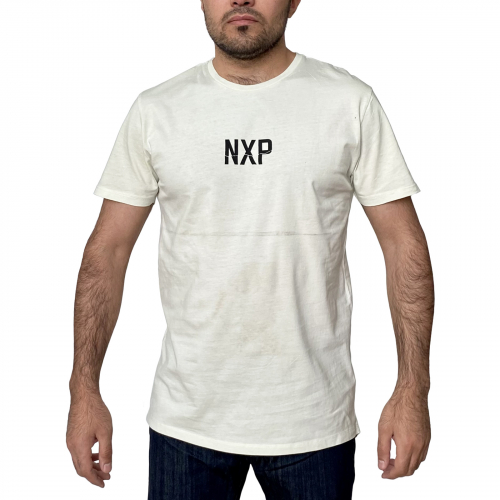 Белая футболка NXP с принтом – легкая небрежность + креатив на всю спину №251
