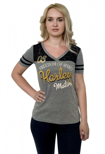 Серая женская футболка Harley-Davidson – мото-стиль врывается на улицы города №1118