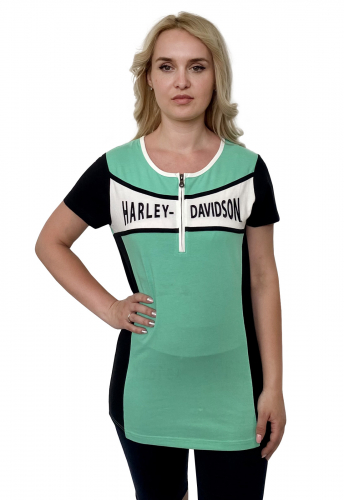 Женская футболка Harley-Davidson – заметный мятный цвет и фирменный логотип №1129