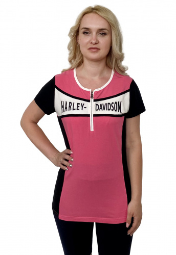 Розовая женская футболка Harley-Davidson – модная интерпретация брутального байк-стиля на девчачий манер №1065
