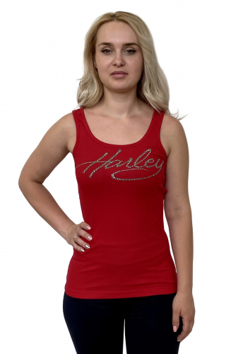 Красная женская майка Harley-Davidson – практичная элегантность с подиумов №1072