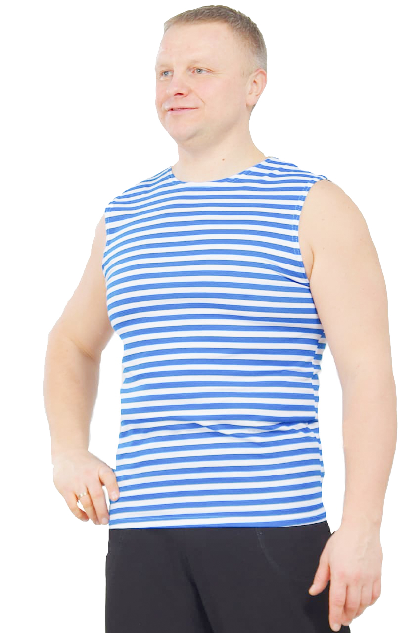 Майка-тельняшка широкое плечо 5xl (василек)