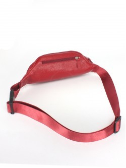 Сумка женская натуральная кожа (на пояс) Croco-856, 1 отд, красный флотер (113) 247018