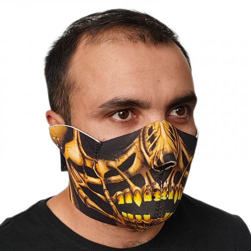 Крутая неопреновая маска Wild Wear Bonebreaker -  маска, полюбившаяся байкерам, велосипедистам, спортсменам. Яркий дизайн с брутальным принтом для тех, кто хочет оставаться стильным даже в маске №55